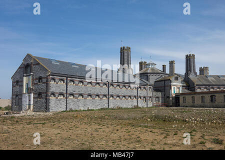 L'Angleterre, Portsmouth, Hampshire, Pompey Prison, bâtiments vus de l'intérieur des murs Banque D'Images