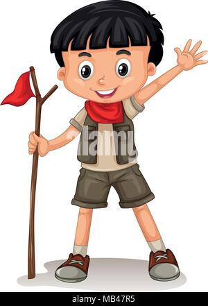 A Cute boy-scout sur fond blanc illustration Illustration de Vecteur