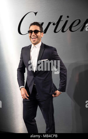 San Francisco, Californie, USA. 5ème apr 2018. Acteur MIGUEL ANGEL SILVESTRE arrive sur le tapis rouge pour le Santos de Cartier Watch Lancement au quai 48 le 5 avril 2018 à San Francisco, Californie Crédit : Greg Chow/ZUMA/Alamy Fil Live News Banque D'Images