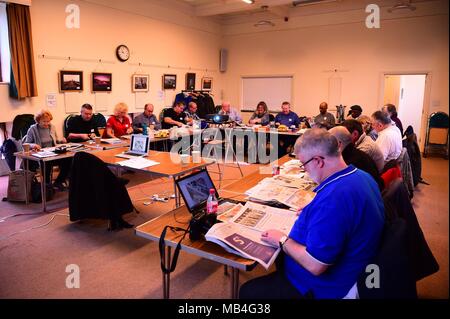 Cirencester, England UK Samedi 07 avril 2018 des photographes désireux de prendre part à l'Assemblée Alamy Stock Photography workshop sous l'enseignement de photographe professionnel Keith Morris, à Cirencester au coeur de la région des Cotswolds Photo © Keith Morris / Alamy Live News Banque D'Images