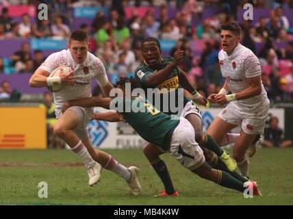 Hong Kong, Chine. Apr 7, 2018. L'Afrique du Sud a gagné l'Angleterre par 33 : 15 dans le match à Hong Kong Sevens Rugby 2018. Apr 7, 2018 Hong Kong.ZUMA/Liau Chung Ren : Crédit Liau Chung Ren/ZUMA/Alamy Fil Live News Banque D'Images