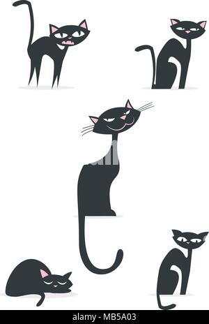 Caricature Chats pose set - illustrations vectorielles Illustration de Vecteur