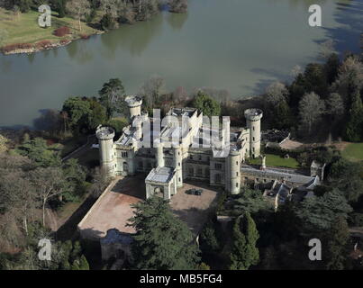 Vue aérienne d'Eastnor Castle, près de la ville de marché de Ledbury dans le Herefordshire. Banque D'Images