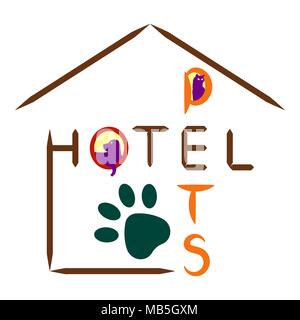 Pour l'icône de l'Hôtel Animaux domestiques sur un fond blanc. Illustration de Vecteur