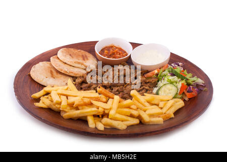 Assiette Shawarma isolé sur fond blanc Banque D'Images