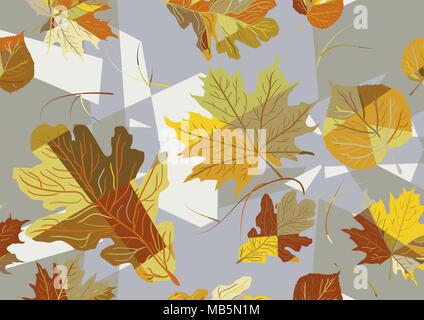 Arrière-plan de feuilles. chêne, érable, tilleul Illustration de Vecteur