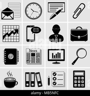 Vector black office et business icons set Illustration de Vecteur