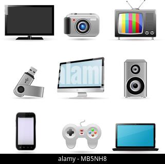 Gadget de la technologie et des dispositifs icons set Illustration de Vecteur