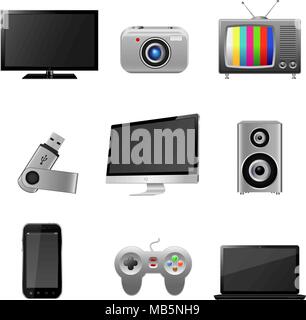Gadget de la technologie et des dispositifs icons set Illustration de Vecteur