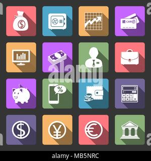 Affaires et Finance télévision icons set. Vector illustration. Illustration de Vecteur