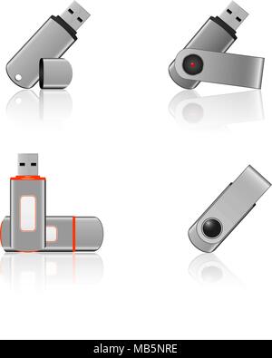 Bâtons de mémoire USB flash Drive - icônes Illustration de Vecteur