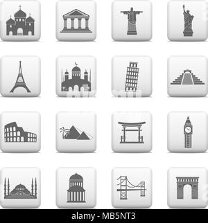 Boutons Web, célèbre repère international icons - Vector illustration Illustration de Vecteur