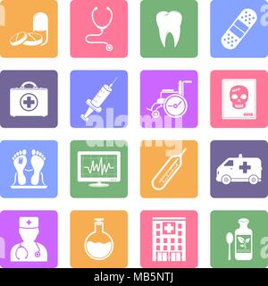 Télévision médicale icons set Illustration de Vecteur