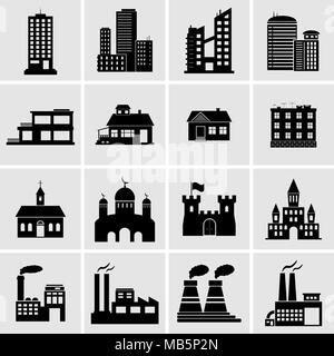 Building icons set Illustration de Vecteur