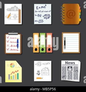 Les documents papier et icônes Illustration de Vecteur