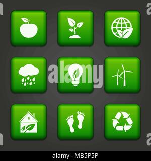Les boutons de l'environnement verte vecteur Illustration de Vecteur