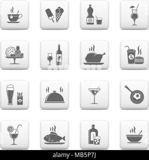 Nourriture et boissons boutons web Illustration de Vecteur