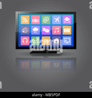 Les icônes des apps avec Smart TV Illustration de Vecteur