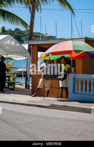 Food Vendor, Falmouth, Antigua Banque D'Images