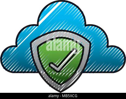 Cloud storage case protection protection Illustration de Vecteur