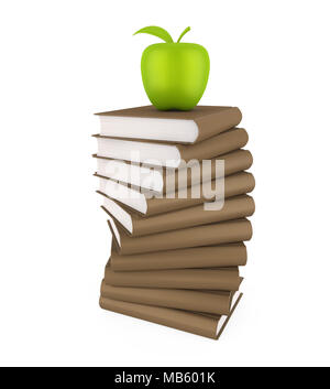 Livres et Apple isolés. Concept Retour à l'école Banque D'Images