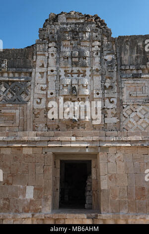 Détails de l'architecture de style Puuc maya dans les ruines d'Uxmal, Mexique Banque D'Images