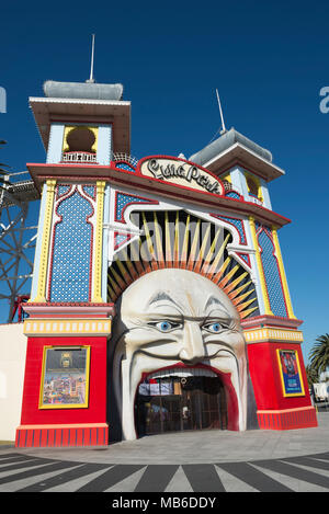 Luna Park parc d'historique dans la banlieue de Melbourne St Kilda a ouvert ses portes en 1912. Victoria, Australie. Banque D'Images