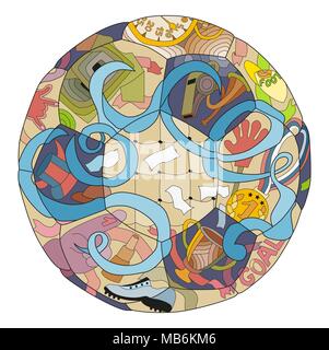 Ballon de soccer style zentangle pour conception de t-shirt, tatouage et autres décorations. Illustration de Vecteur