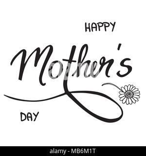 Le texte manuscrit Doodle Happy mother's day, avec des fleurs - vecteur, isolé sur fond blanc Illustration de Vecteur