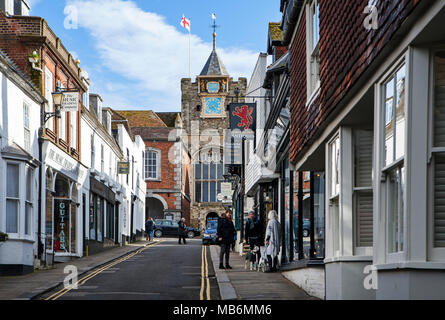 Le SEIGLE, UK - 5 avril 2018 : Street dans la vieille partie de Rye, East Sussex, le seigle est une ville anglaise médiévale et de destination. Banque D'Images