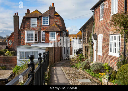 Le SEIGLE, UK - 5 avril 2018 : Street dans la vieille partie de Rye, East Sussex, le seigle est une ville anglaise médiévale et de destination. Banque D'Images