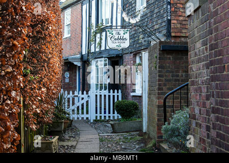 Le SEIGLE, UK - 5 avril 2018 : Salon de thé traditionnel à Rye, East Sussex, le seigle est une ville anglaise médiévale et de destination. Banque D'Images