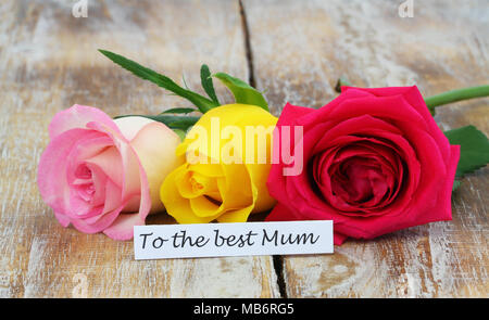 Pour la meilleure carte mère, avec des roses pour la fête des mères Banque D'Images