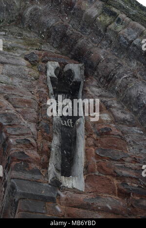 Les ruines de la chapelle de saint Jean le Baptiste, l'église de Chester dans la neige Banque D'Images