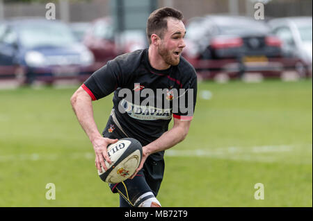 Brentwood, Essex 7 avril 2018 Brentwood RFC 1er XV (92) vs Ruislip RFC (5) match de rugby London & SE Division London 1 nord, joué à Brentwood Essex Crédit : Ian Davidson/Alamy Live News Banque D'Images