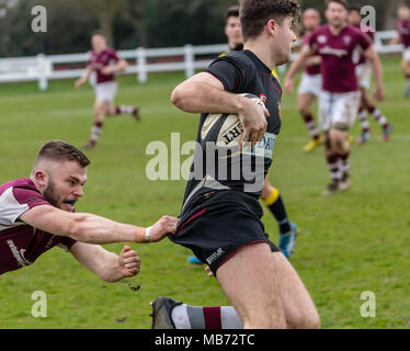 Brentwood, Essex 7 avril 2018 Brentwood RFC 1er XV (92) vs Ruislip RFC (5) match de rugby London & SE Division London 1 nord, joué à Brentwood Essex Crédit : Ian Davidson/Alamy Live News Banque D'Images