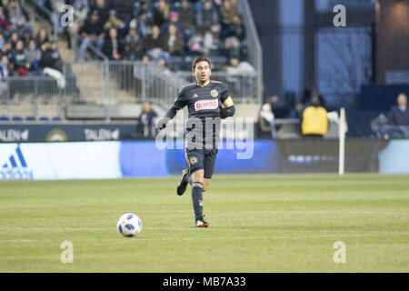 Chester, Pennsylvanie, USA. Apr 7, 2018. L'Union européenne ALEJANDRO BEDOYA (11) en action contre San Jose au stade de l'énergie Talen Chester Ohio Crédit : Ricky Fitchett/ZUMA/Alamy Fil Live News Banque D'Images