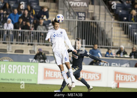 Chester, Pennsylvanie, USA. Apr 7, 2018. San Jose's SHEA SALINAS en action contre l'Union IISINHO, (25) au stade de l'énergie Talen Chester Ohio Crédit : Ricky Fitchett/ZUMA/Alamy Fil Live News Banque D'Images