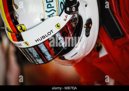 Sebastian Vettel (ger), la Scuderia Ferrari SF71H, portrait au cours de 2018 Championnat du Monde FIA de Formule 1, Grand Prix de Bahreïn à Sakhir, du 5 avril au 8 dans le monde entier d'utilisation | Banque D'Images