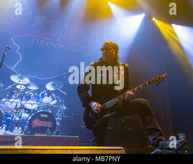 Hammond, Indiana, USA. 6ème apr 2018. PAUL QUINN de Saxon se produit en concert à la salle à Horseshoe Casino à Hammond, Indiana Crédit : Daniel DeSlover/ZUMA/Alamy Fil Live News Banque D'Images