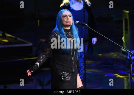 Milan, Loredana Berte ', chanteur, invité de l'émission de télévision Che tempo che fa. 08/04/2018, Milan, Italie Banque D'Images