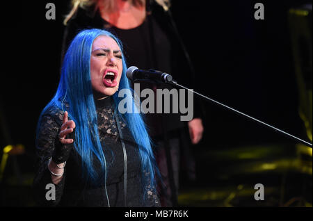 Milan, Loredana Berte ', chanteur, invité de l'émission de télévision Che tempo che fa. 08/04/2018, Milan, Italie Banque D'Images