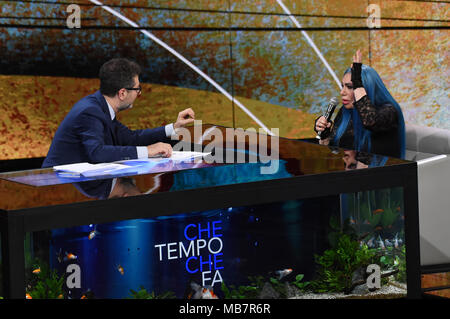 Milan, Loredana Berte ', chanteur, invité de l'émission de télévision Che tempo che fa. 08/04/2018, Milan, Italie Banque D'Images