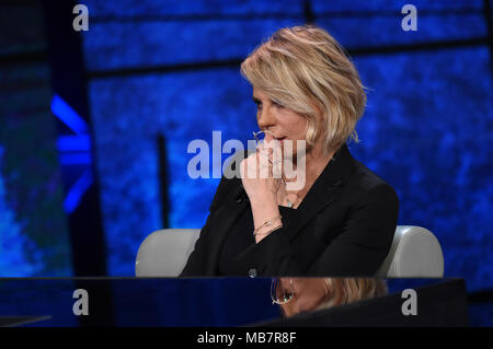 Milan, Maria De Filippi, journaliste et animateur, invité de l'émission de télévision Che tempo che fa. 08/04/2018, Milan, Italie Banque D'Images