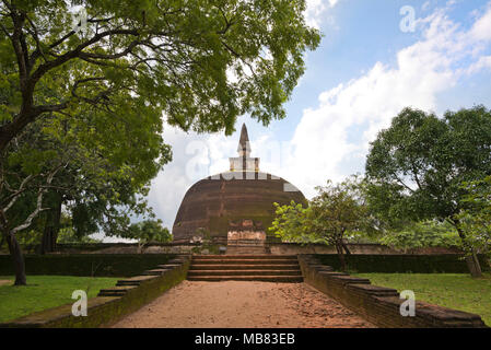 Vue horizontale de l'imposant stupa Le Vehera à Polonnaruwa, Sri Lanka. Banque D'Images