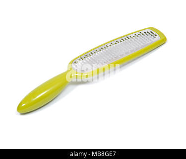 Grille en acier inoxydable zester et le zeste de citron, zeste isolé sur fond blanc Banque D'Images