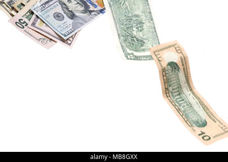 La main de l'homme comptant us dollar bills permanente pour toutes les dettes publiques et privées, Banque D'Images