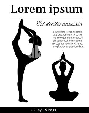 Silhouette noire. Gymnaste sur le sol. Concept de gymnastique avec place pour votre texte. Vector illustration sur fond blanc. Site Web page et mob Illustration de Vecteur