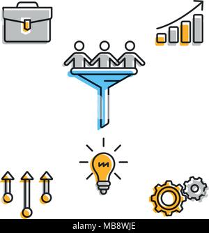 Icônes infographique montrant le travail d'équipe l'entreprise Illustration de Vecteur