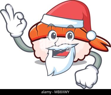 Ebi sushi mascot cartoon Santa Illustration de Vecteur